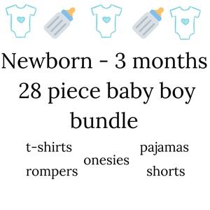 Newborn - 3 months Baby Boy 28 piece Bundle